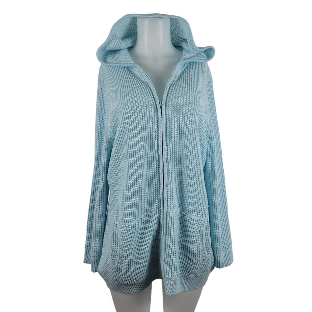 Roman's Women's Light Blue Soft Hooded Zip Jacket M 14/16